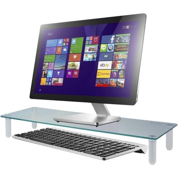 Kantek Glass Monitor Riser, 22" X 8.25" X 3.25", Clear, Supports 40 Lbs - Picture 5 of 6